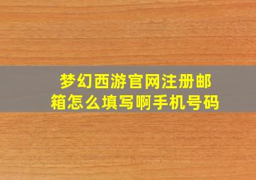 梦幻西游官网注册邮箱怎么填写啊手机号码