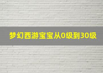 梦幻西游宝宝从0级到30级