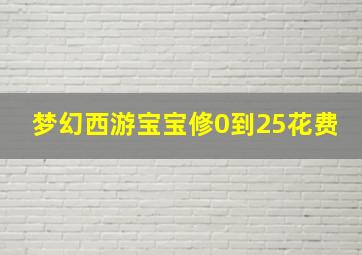 梦幻西游宝宝修0到25花费