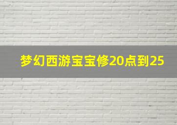 梦幻西游宝宝修20点到25