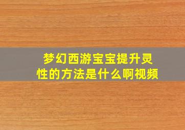 梦幻西游宝宝提升灵性的方法是什么啊视频