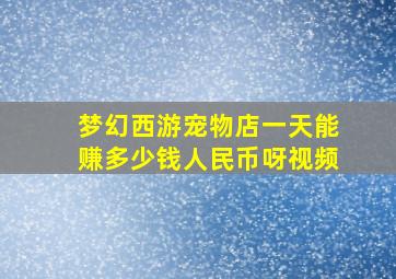 梦幻西游宠物店一天能赚多少钱人民币呀视频