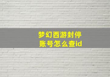 梦幻西游封停账号怎么查id