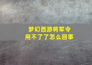 梦幻西游将军令用不了了怎么回事