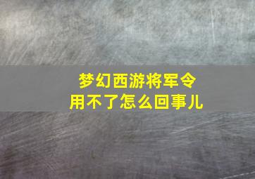 梦幻西游将军令用不了怎么回事儿