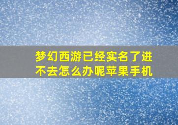 梦幻西游已经实名了进不去怎么办呢苹果手机