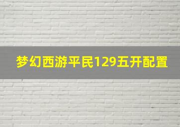 梦幻西游平民129五开配置