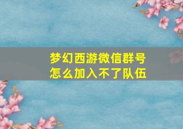 梦幻西游微信群号怎么加入不了队伍