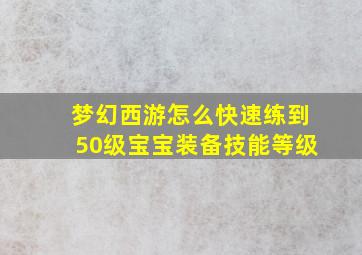 梦幻西游怎么快速练到50级宝宝装备技能等级