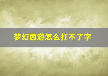 梦幻西游怎么打不了字