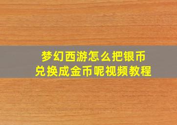 梦幻西游怎么把银币兑换成金币呢视频教程