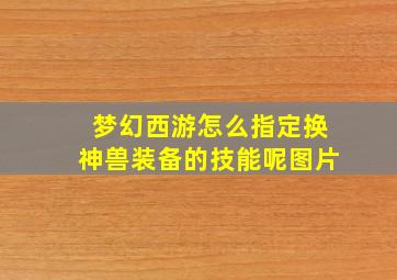 梦幻西游怎么指定换神兽装备的技能呢图片