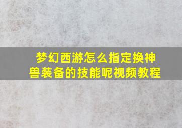 梦幻西游怎么指定换神兽装备的技能呢视频教程