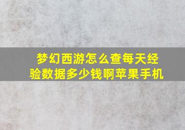 梦幻西游怎么查每天经验数据多少钱啊苹果手机