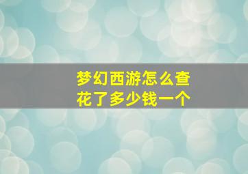 梦幻西游怎么查花了多少钱一个