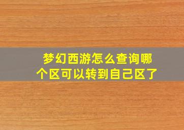 梦幻西游怎么查询哪个区可以转到自己区了