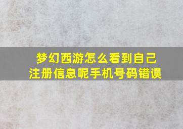 梦幻西游怎么看到自己注册信息呢手机号码错误