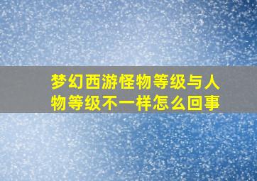 梦幻西游怪物等级与人物等级不一样怎么回事