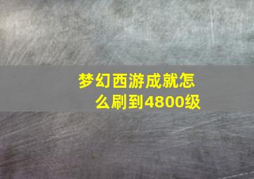 梦幻西游成就怎么刷到4800级