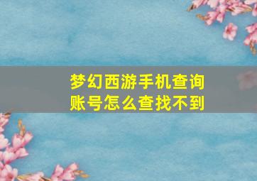 梦幻西游手机查询账号怎么查找不到