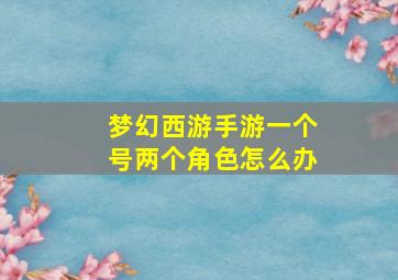 梦幻西游手游一个号两个角色怎么办