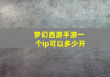 梦幻西游手游一个ip可以多少开