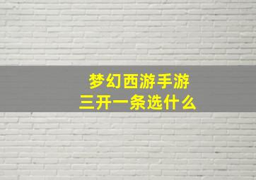 梦幻西游手游三开一条选什么