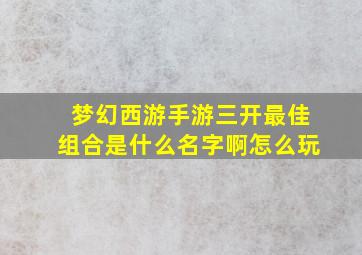 梦幻西游手游三开最佳组合是什么名字啊怎么玩