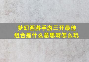 梦幻西游手游三开最佳组合是什么意思呀怎么玩