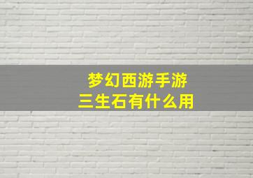 梦幻西游手游三生石有什么用