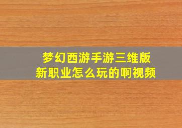 梦幻西游手游三维版新职业怎么玩的啊视频