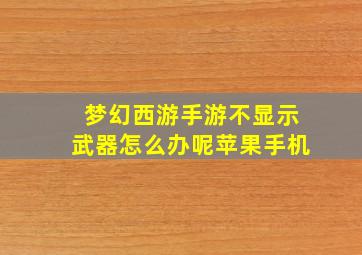 梦幻西游手游不显示武器怎么办呢苹果手机