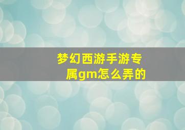 梦幻西游手游专属gm怎么弄的