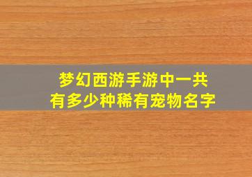 梦幻西游手游中一共有多少种稀有宠物名字