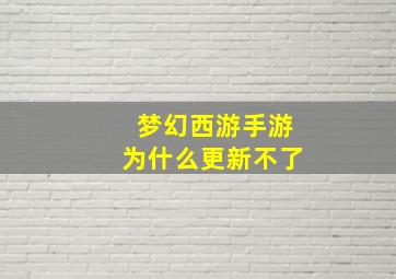 梦幻西游手游为什么更新不了