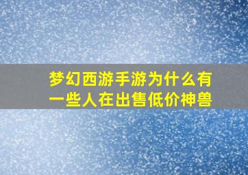 梦幻西游手游为什么有一些人在出售低价神兽