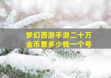 梦幻西游手游二十万金币要多少钱一个号