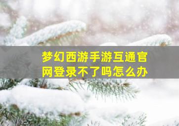 梦幻西游手游互通官网登录不了吗怎么办