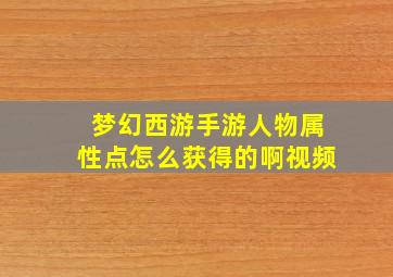 梦幻西游手游人物属性点怎么获得的啊视频