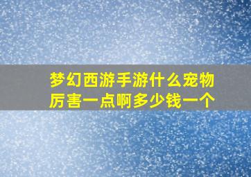 梦幻西游手游什么宠物厉害一点啊多少钱一个