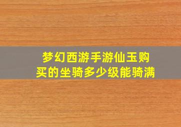 梦幻西游手游仙玉购买的坐骑多少级能骑满