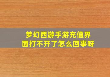 梦幻西游手游充值界面打不开了怎么回事呀