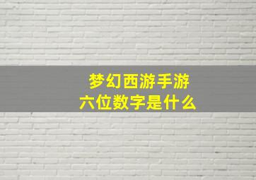 梦幻西游手游六位数字是什么