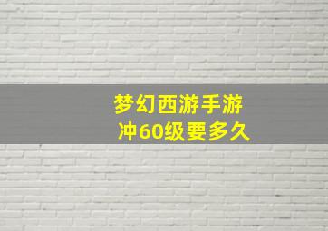 梦幻西游手游冲60级要多久