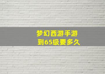 梦幻西游手游到65级要多久