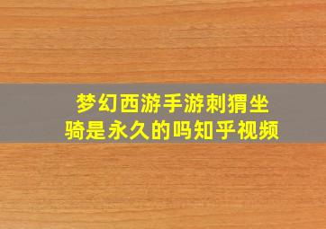 梦幻西游手游刺猬坐骑是永久的吗知乎视频