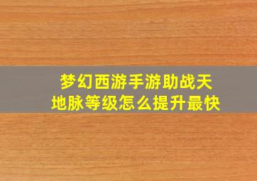 梦幻西游手游助战天地脉等级怎么提升最快