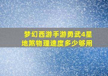 梦幻西游手游勇武4星地煞物理速度多少够用