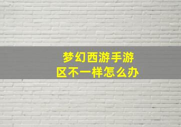 梦幻西游手游区不一样怎么办