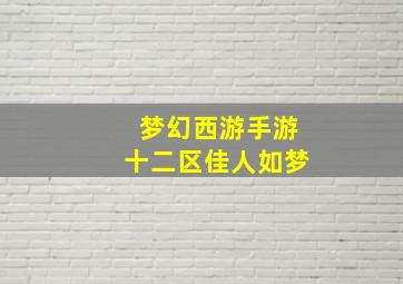 梦幻西游手游十二区佳人如梦